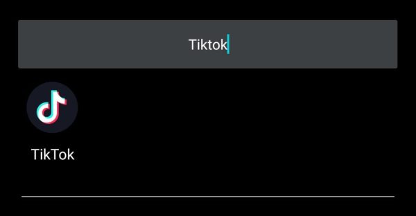 Barra de pesquisa de app escrito TikTok e o App logo em baixo para baixar vídeo do Tiktok
