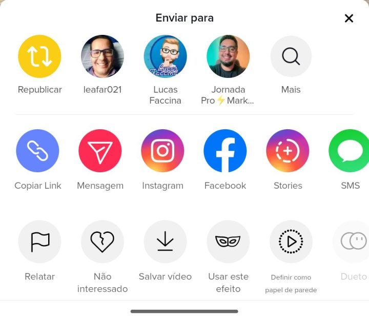 Compartilhar vídeo sem marca d'água do TikTok.