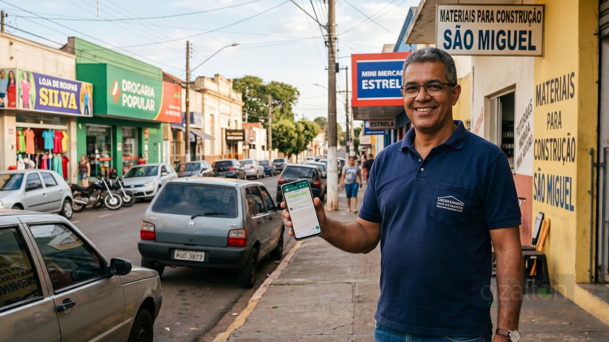 Empresário usando disparador de WhatsApp em Ribeirão Bonito SP para enviar campanhas pelo celular